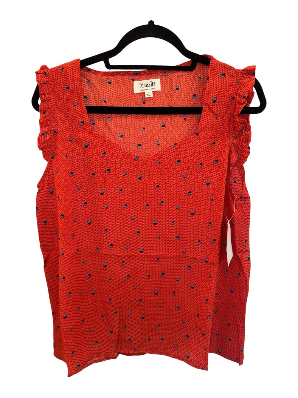 Rust Dot Ruffle-Sleeve Tank Top - Picture 3 of 8